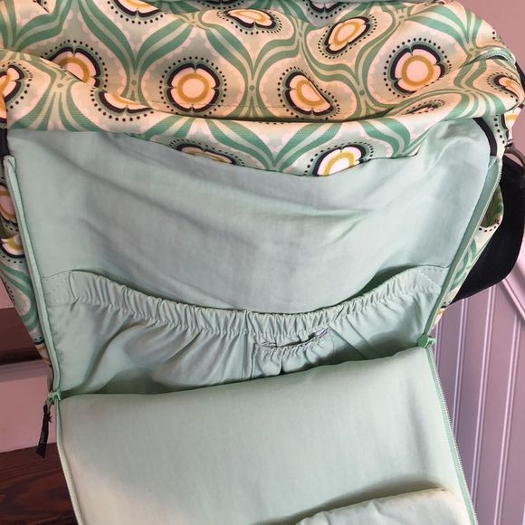 PETUNIA PICKLE BOTTOM Green Yellow Floral Backpack Adjust Crossbody Baby Bag - Picture 8 of 17